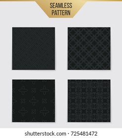 Abstract concept vector monochrome geometric pattern. Dark blue, gold minimal background. Creative illustration template. Seamless stylish texture. For wallpaper, surface, web design, textile, decor