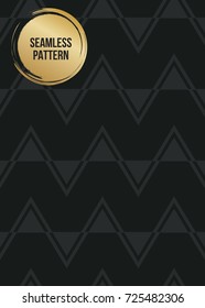 Abstract concept vector monochrome geometric pattern. Dark blue, gold minimal background. Creative illustration template. Seamless stylish texture. For wallpaper, surface, web design, textile, decor