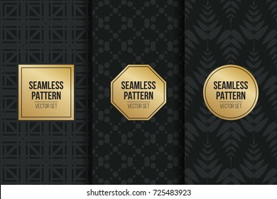 Abstract concept vector monochrome geometric pattern. Dark blue, gold minimal background. Creative illustration template. Seamless stylish texture. For wallpaper, surface, web design, textile, decor
