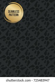 Abstract concept vector monochrome geometric pattern. Dark blue, gold minimal background. Creative illustration template. Seamless stylish texture. For wallpaper, surface, web design, textile, decor