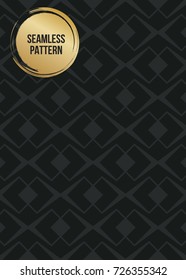 Abstract concept vector monochrome geometric pattern. Dark blue, gold minimal background. Creative illustration template. Seamless stylish texture. For wallpaper, surface, web design, textile, decor