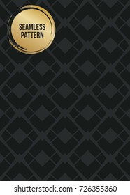 Abstract concept vector monochrome geometric pattern. Dark blue, gold minimal background. Creative illustration template. Seamless stylish texture. For wallpaper, surface, web design, textile, decor