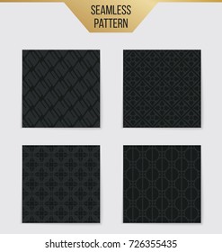 Abstract concept vector monochrome geometric pattern. Dark blue, gold minimal background. Creative illustration template. Seamless stylish texture. For wallpaper, surface, web design, textile, decor