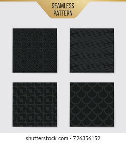 Abstract concept vector monochrome geometric pattern. Dark blue, gold minimal background. Creative illustration template. Seamless stylish texture. For wallpaper, surface, web design, textile, decor