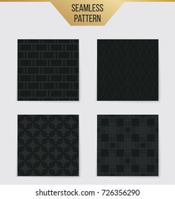 Abstract concept vector monochrome geometric pattern. Dark blue, gold minimal background. Creative illustration template. Seamless stylish texture. For wallpaper, surface, web design, textile, decor