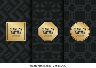 Abstract concept vector monochrome geometric pattern. Dark blue, gold minimal background. Creative illustration template. Seamless stylish texture. For wallpaper, surface, web design, textile, decor
