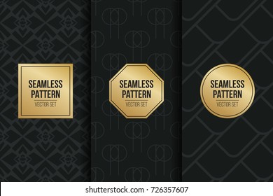 Abstract concept vector monochrome geometric pattern. Dark blue, gold minimal background. Creative illustration template. Seamless stylish texture. For wallpaper, surface, web design, textile, decor