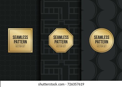 Abstract concept vector monochrome geometric pattern. Dark blue, gold minimal background. Creative illustration template. Seamless stylish texture. For wallpaper, surface, web design, textile, decor