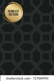 Abstract concept vector monochrome geometric pattern. Dark blue, gold minimal background. Creative illustration template. Seamless stylish texture. For wallpaper, surface, web design, textile, decor