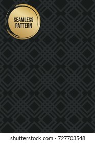 Abstract concept vector monochrome geometric pattern. Dark blue, gold minimal background. Creative illustration template. Seamless stylish texture. For wallpaper, surface, web design, textile, decor