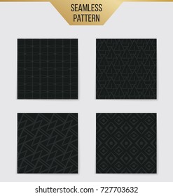 Abstract concept vector monochrome geometric pattern. Dark blue, gold minimal background. Creative illustration template. Seamless stylish texture. For wallpaper, surface, web design, textile, decor