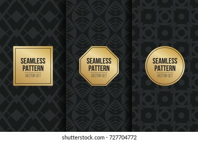 Abstract concept vector monochrome geometric pattern. Dark blue, gold minimal background. Creative illustration template. Seamless stylish texture. For wallpaper, surface, web design, textile, decor