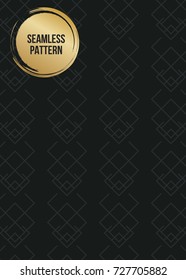 Abstract concept vector monochrome geometric pattern. Dark blue, gold minimal background. Creative illustration template. Seamless stylish texture. For wallpaper, surface, web design, textile, decor