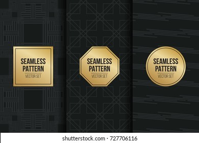 Abstract concept vector monochrome geometric pattern. Dark blue, gold minimal background. Creative illustration template. Seamless stylish texture. For wallpaper, surface, web design, textile, decor