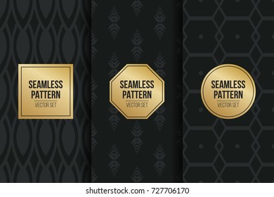 Abstract concept vector monochrome geometric pattern. Dark blue, gold minimal background. Creative illustration template. Seamless stylish texture. For wallpaper, surface, web design, textile, decor