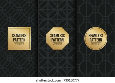 Abstract concept vector monochrome geometric pattern. Dark blue, gold minimal background. Creative illustration template. Seamless stylish texture. For wallpaper, surface, web design, textile, decor