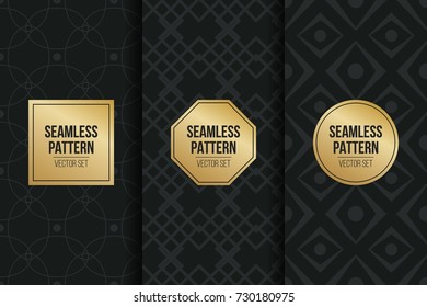 Abstract concept vector monochrome geometric pattern. Dark blue, gold minimal background. Creative illustration template. Seamless stylish texture. For wallpaper, surface, web design, textile, decor