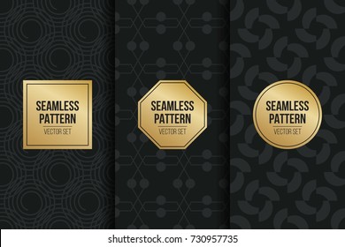 Abstract concept vector monochrome geometric pattern. Dark blue, gold minimal background. Creative illustration template. Seamless stylish texture. For wallpaper, surface, web design, textile, decor