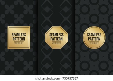Abstract concept vector monochrome geometric pattern. Dark blue, gold minimal background. Creative illustration template. Seamless stylish texture. For wallpaper, surface, web design, textile, decor