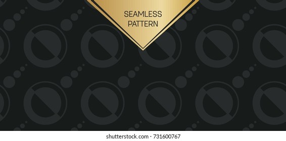 Abstract concept vector monochrome geometric pattern. Dark blue, gold minimal background. Creative illustration template. Seamless stylish texture. For wallpaper, surface, web design, textile, decor