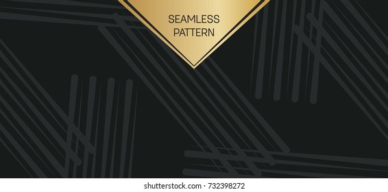 Abstract concept vector monochrome geometric pattern. Dark blue, gold minimal background. Creative illustration template. Seamless stylish texture. For wallpaper, surface, web design, textile, decor