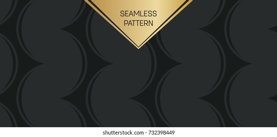 Abstract concept vector monochrome geometric pattern. Dark blue, gold minimal background. Creative illustration template. Seamless stylish texture. For wallpaper, surface, web design, textile, decor