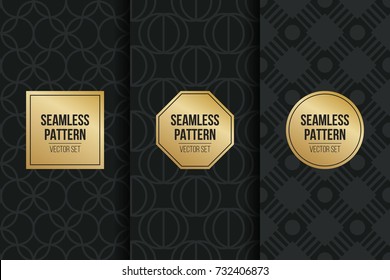 Abstract concept vector monochrome geometric pattern. Dark blue, gold minimal background. Creative illustration template. Seamless stylish texture. For wallpaper, surface, web design, textile, decor