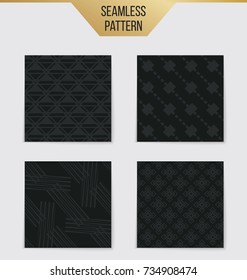 Abstract concept vector monochrome geometric pattern. Dark blue, gold minimal background. Creative illustration template. Seamless stylish texture. For wallpaper, surface, web design, textile, decor