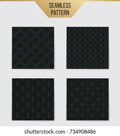 Abstract concept vector monochrome geometric pattern. Dark blue, gold minimal background. Creative illustration template. Seamless stylish texture. For wallpaper, surface, web design, textile, decor