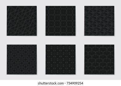 Abstract concept vector monochrome geometric pattern. Dark blue, gold minimal background. Creative illustration template. Seamless stylish texture. For wallpaper, surface, web design, textile, decor