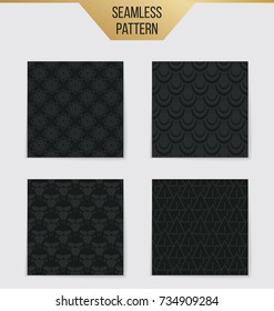 Abstract concept vector monochrome geometric pattern. Dark blue, gold minimal background. Creative illustration template. Seamless stylish texture. For wallpaper, surface, web design, textile, decor