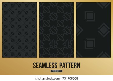 Abstract concept vector monochrome geometric pattern. Dark blue, gold minimal background. Creative illustration template. Seamless stylish texture. For wallpaper, surface, web design, textile, decor
