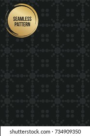 Abstract concept vector monochrome geometric pattern. Dark blue, gold minimal background. Creative illustration template. Seamless stylish texture. For wallpaper, surface, web design, textile, decor
