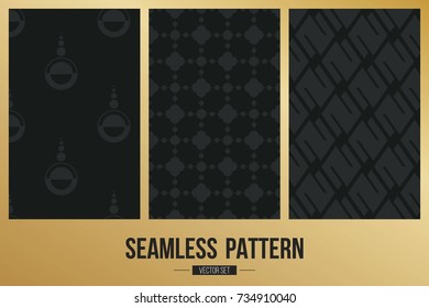 Abstract concept vector monochrome geometric pattern. Dark blue, gold minimal background. Creative illustration template. Seamless stylish texture. For wallpaper, surface, web design, textile, decor