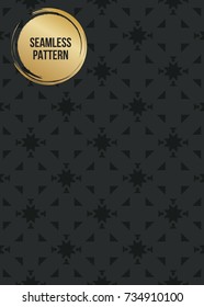 Abstract concept vector monochrome geometric pattern. Dark blue, gold minimal background. Creative illustration template. Seamless stylish texture. For wallpaper, surface, web design, textile, decor
