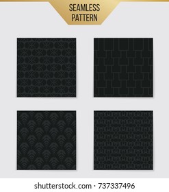 Abstract concept vector monochrome geometric pattern. Dark blue, gold minimal background. Creative illustration template. Seamless stylish texture. For wallpaper, surface, web design, textile, decor