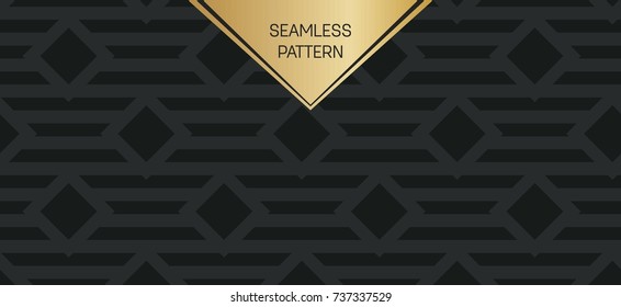 Abstract concept vector monochrome geometric pattern. Dark blue, gold minimal background. Creative illustration template. Seamless stylish texture. For wallpaper, surface, web design, textile, decor
