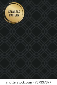 Abstract concept vector monochrome geometric pattern. Dark blue, gold minimal background. Creative illustration template. Seamless stylish texture. For wallpaper, surface, web design, textile, decor