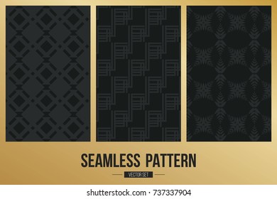 Abstract concept vector monochrome geometric pattern. Dark blue, gold minimal background. Creative illustration template. Seamless stylish texture. For wallpaper, surface, web design, textile, decor