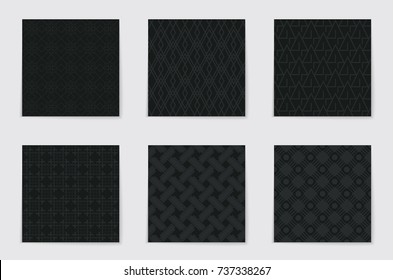 Abstract concept vector monochrome geometric pattern. Dark blue, gold minimal background. Creative illustration template. Seamless stylish texture. For wallpaper, surface, web design, textile, decor