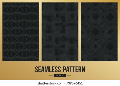 Abstract concept vector monochrome geometric pattern. Dark blue, gold minimal background. Creative illustration template. Seamless stylish texture. For wallpaper, surface, web design, textile, decor