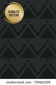 Abstract concept vector monochrome geometric pattern. Dark blue, gold minimal background. Creative illustration template. Seamless stylish texture. For wallpaper, surface, web design, textile, decor