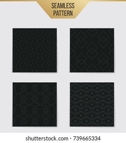 Abstract concept vector monochrome geometric pattern. Dark blue, gold minimal background. Creative illustration template. Seamless stylish texture. For wallpaper, surface, web design, textile, decor