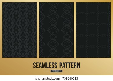 Abstract concept vector monochrome geometric pattern. Dark blue, gold minimal background. Creative illustration template. Seamless stylish texture. For wallpaper, surface, web design, textile, decor