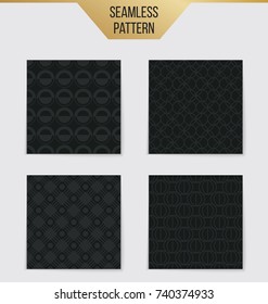 Abstract concept vector monochrome geometric pattern. Dark blue, gold minimal background. Creative illustration template. Seamless stylish texture. For wallpaper, surface, web design, textile, decor