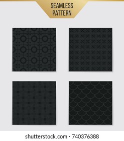 Abstract concept vector monochrome geometric pattern. Dark blue, gold minimal background. Creative illustration template. Seamless stylish texture. For wallpaper, surface, web design, textile, decor