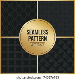 Abstract concept vector monochrome geometric pattern. Dark blue, gold minimal background. Creative illustration template. Seamless stylish texture. For wallpaper, surface, web design, textile, decor