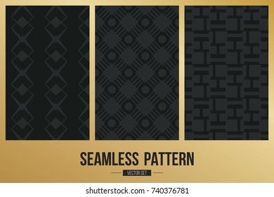 Abstract concept vector monochrome geometric pattern. Dark blue, gold minimal background. Creative illustration template. Seamless stylish texture. For wallpaper, surface, web design, textile, decor