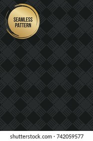 Abstract concept vector monochrome geometric pattern. Dark blue, gold minimal background. Creative illustration template. Seamless stylish texture. For wallpaper, surface, web design, textile, decor
