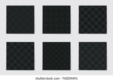 Abstract concept vector monochrome geometric pattern. Dark blue, gold minimal background. Creative illustration template. Seamless stylish texture. For wallpaper, surface, web design, textile, decor